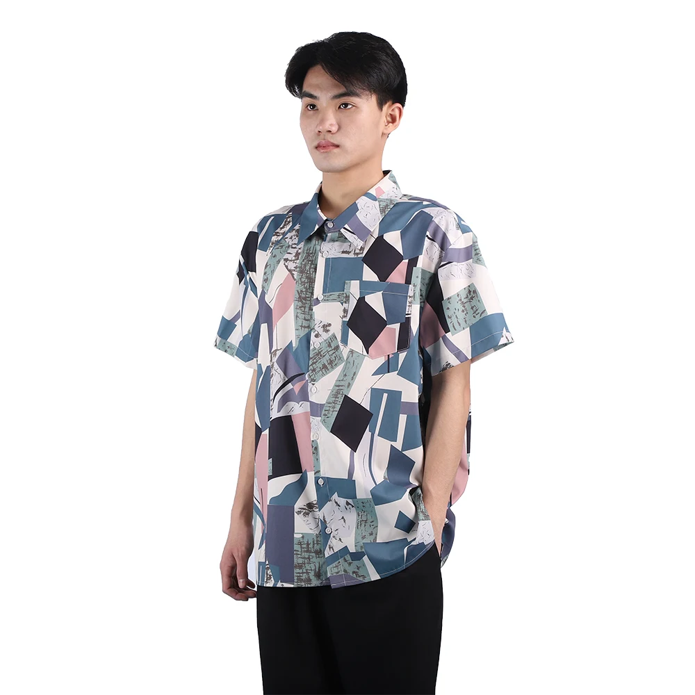 

Men Summer Casual Geometric Pattern Digital Printing Hawaiian Shirts High Quality