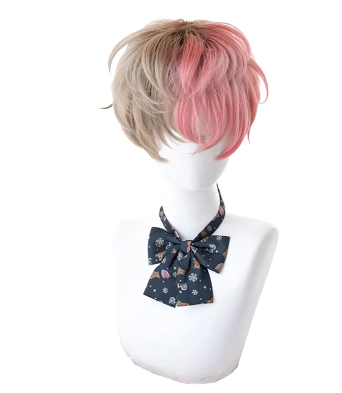 

Brown Gradient Peach Pink Apricot Brown Synthetic Hair Wigs Man Prince Gentle Japanese Natural Head Wear Gray Black Male Wigs, Pic showed