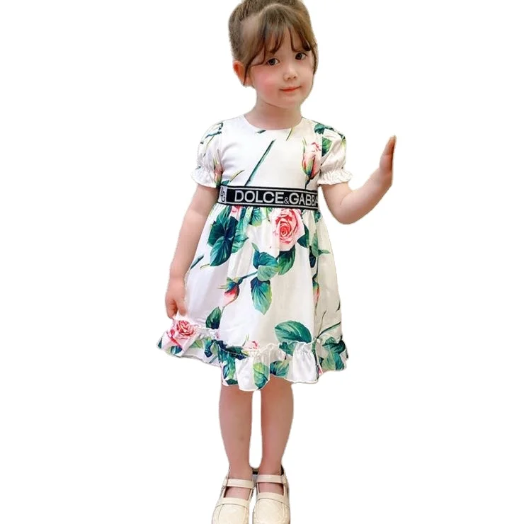 

2021 summer girl's short sleeve dress Childrens Clothing gowns for girls baby girls korean dress flower dress