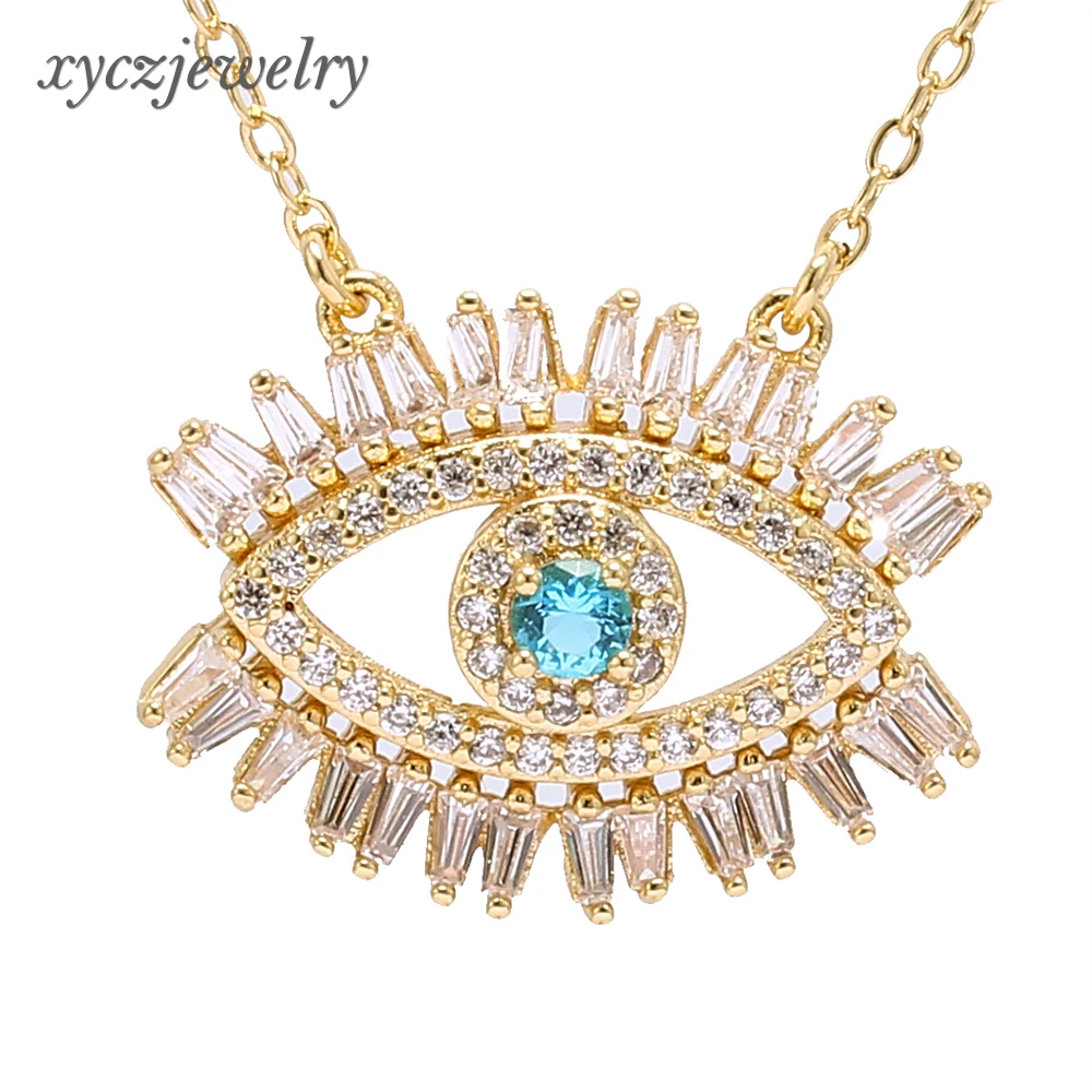 Wholesale Devil Eyes Pendant Brass Jewelry 18k Gold Fashion Necklace