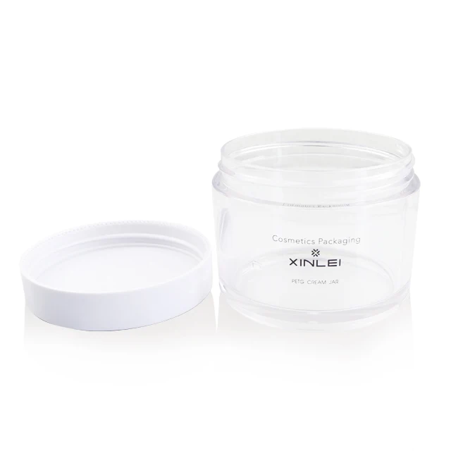 
manufacturer hot sale product 8oz 250g clear round plastic white PETG jar with lid for cosmetic cream hair care also for spice 