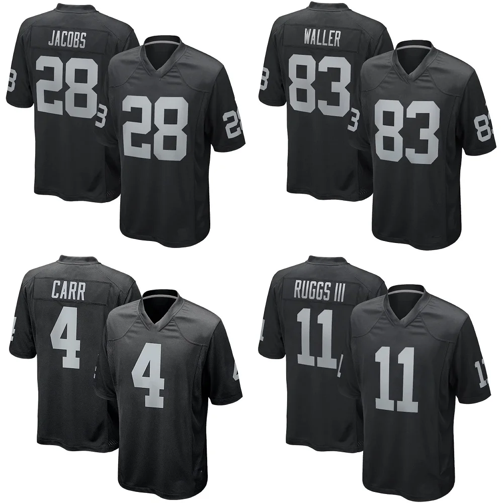 

Custom Las Vegas City Team Club Uniform Stitched American Football Jersey Raider black Game Waller 4 Carr