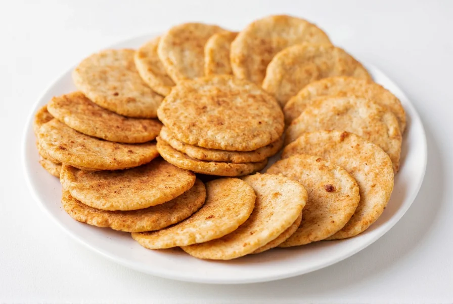 Homemade cinnamon pita chips arranged in a circular pattern on a white plate with cinnamon and sugar mixture visible