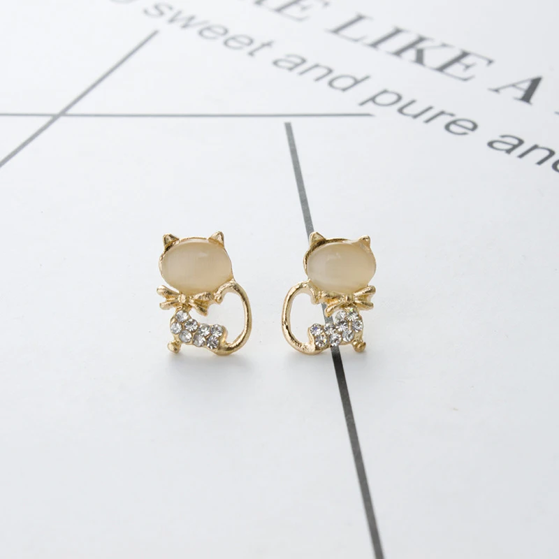 

Hot Fashion Earrings/jewelry/Lovely Rhinestone Cat Earrings Cute Cat Stud Earrings Gifts For Women Girls 2018, As the picture