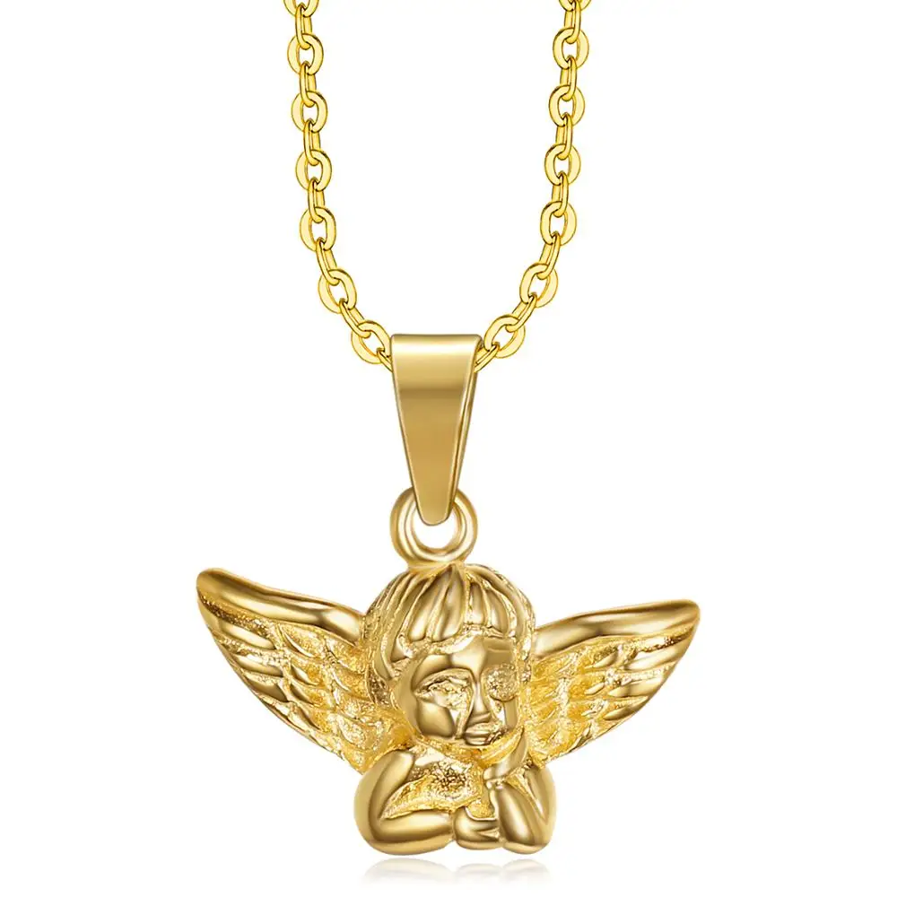 

Olivia in stock angel cherub pendant baby necklaces stainless steel 18k gold jewelry cupid pendant necklace for women girls