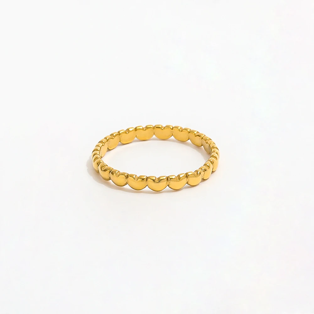 Joolim Jewelry Wholesale 18K Gold Plated Closer Heart Stainless Steel Ring for Women Fashion Jewelry