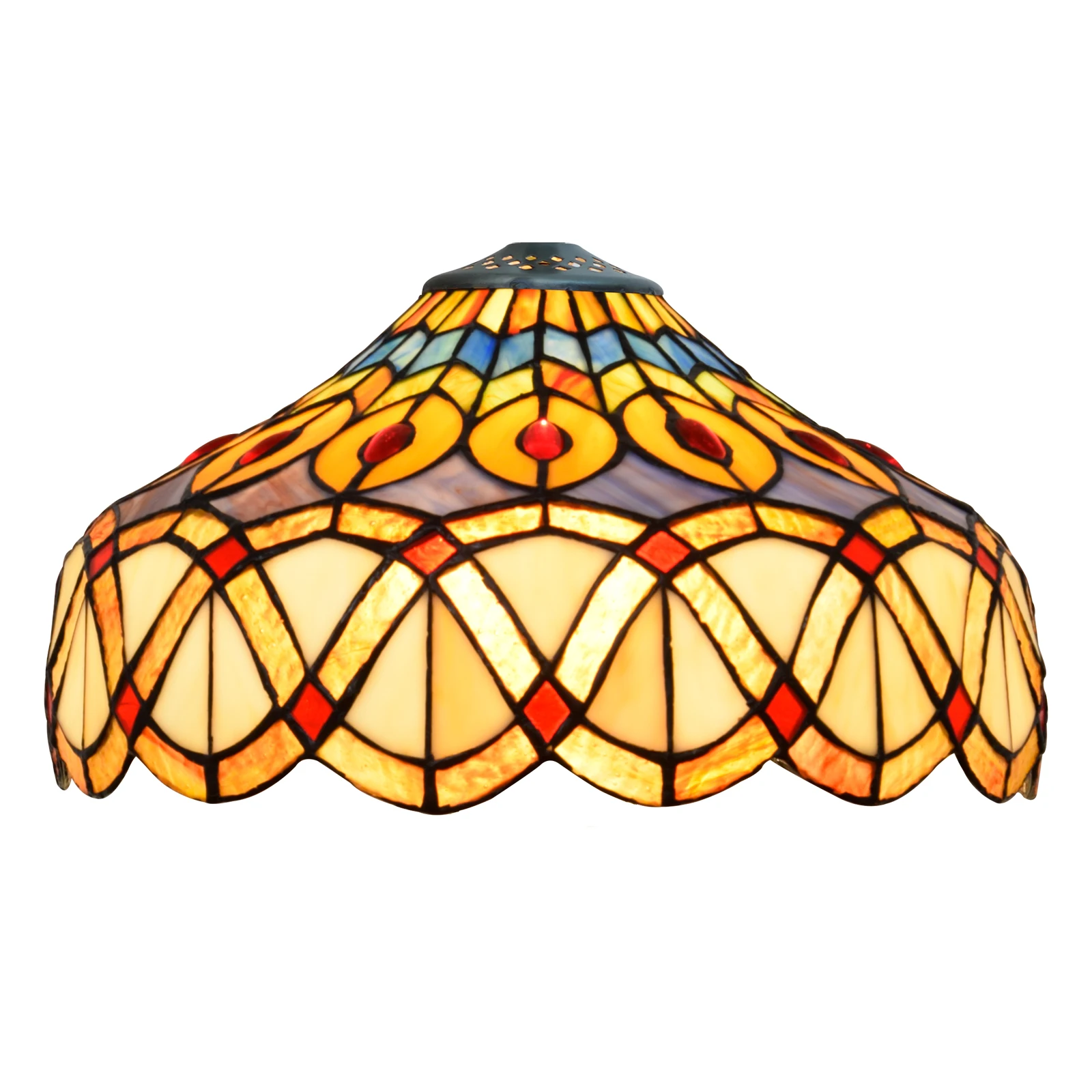 Tiffany Lampshade Replacement 12-inch Mediterranean Style Stained Glass Lampshade for Table Lamps Chandeliers Ceiling Lamps