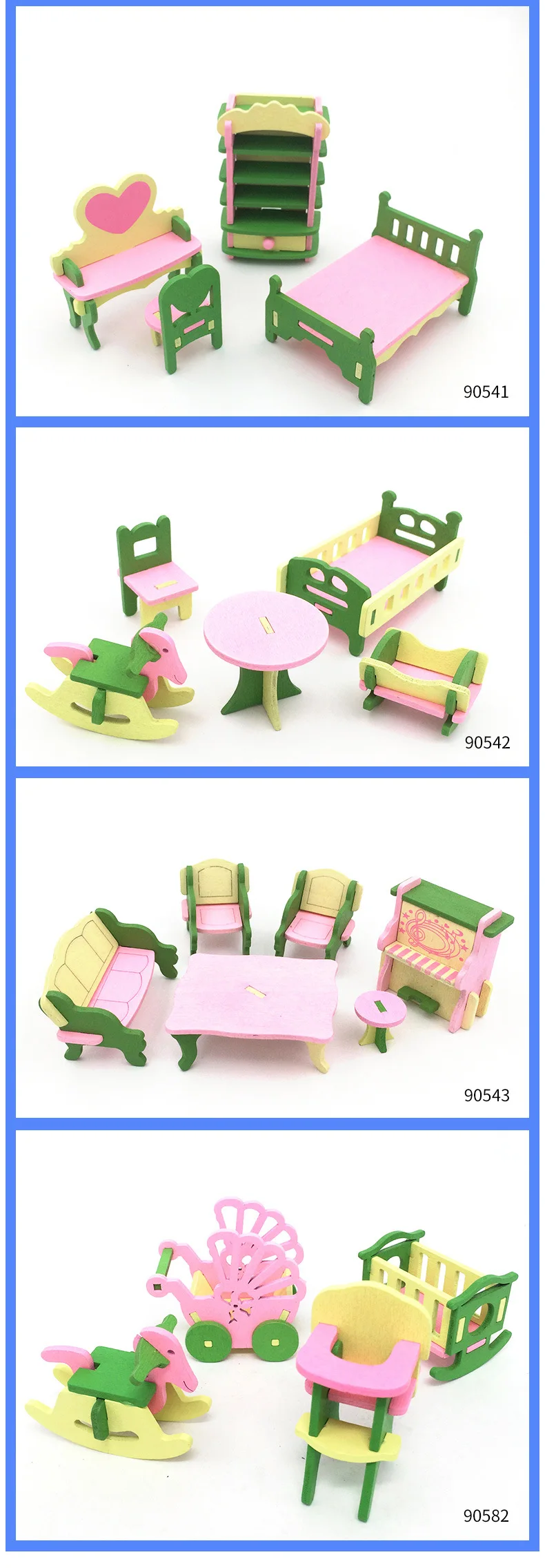 Hot Simulation Miniature Wooden Furniture Toys Dolls Kids Baby Room