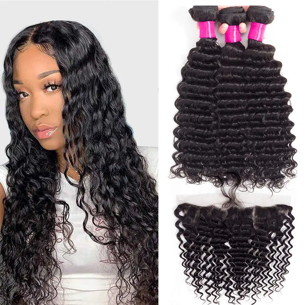 

Virgin Peruvian Lace Frontal Closure 13*4 Deep Curly Frontals From Ear To Ear Bleached Knots Lace Frontal