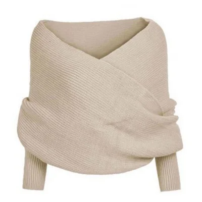 

Women's Explosive Sweater Women's Crossover Open Shoulder Deep V-neck Tight Knit shawl sweater, 8 color