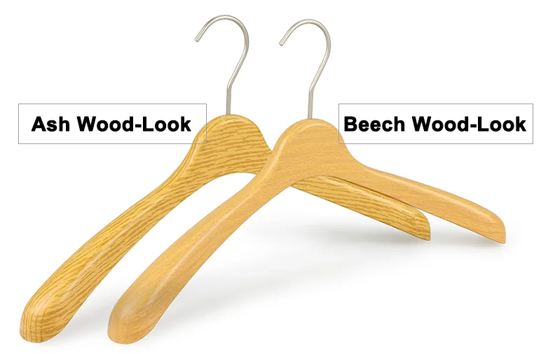 New 2020 Trending Product Wood-like Color Recycled Wide Shoulder Plastic Coat Hangers