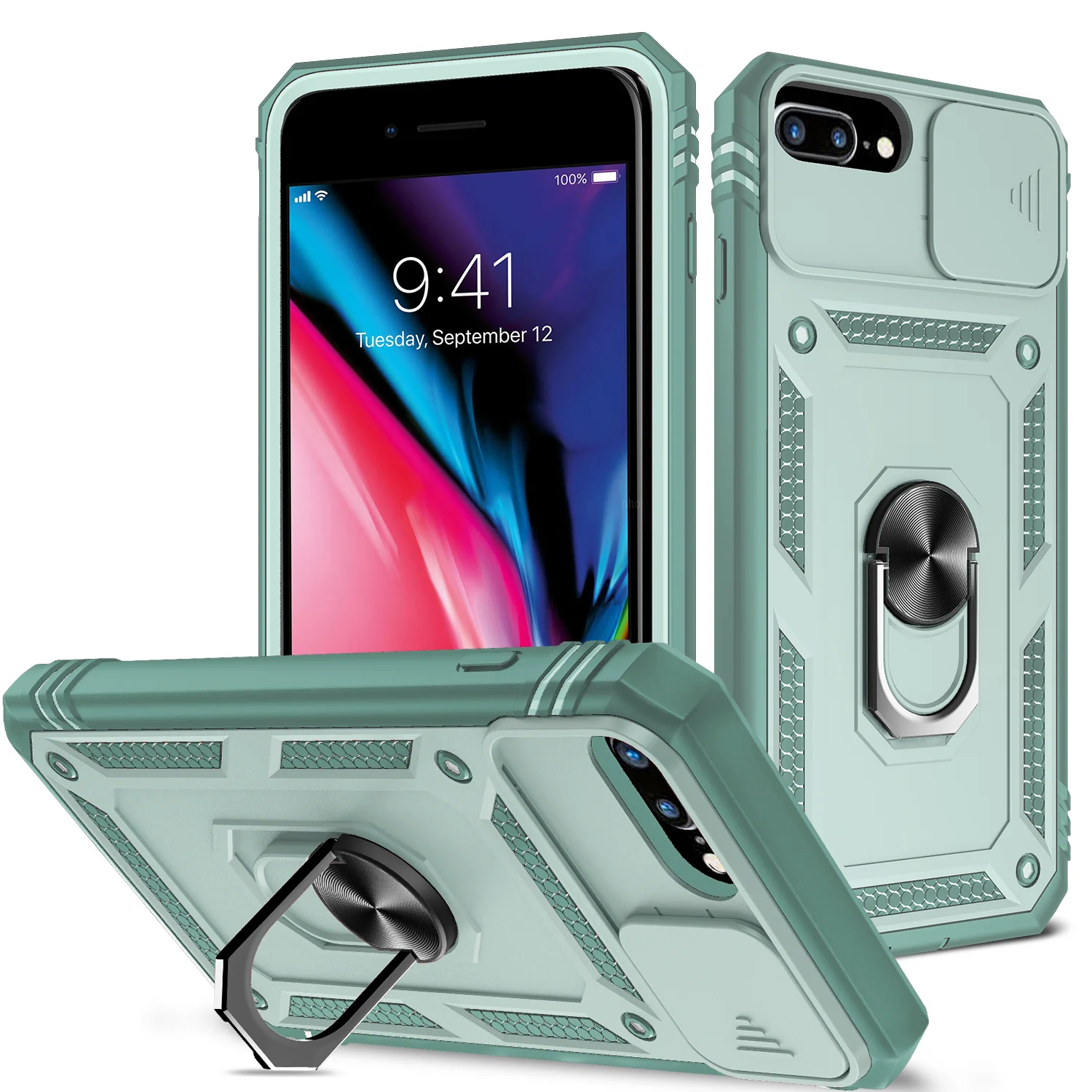 

Leyi 2021 new design lens camera protection slide Magnetic shockproof ring cases for iphone 6 7 8 cell phone case