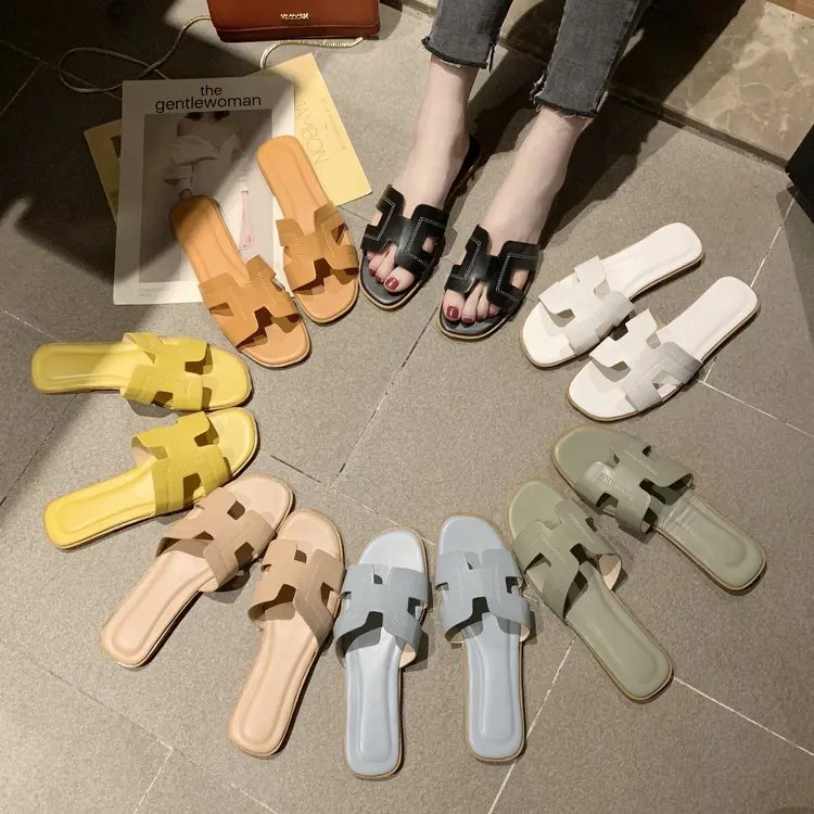 

China factory wholesale boutique cheap price summer PU fashion slippers flat lady girl slipper beach shoes slides women, As photos