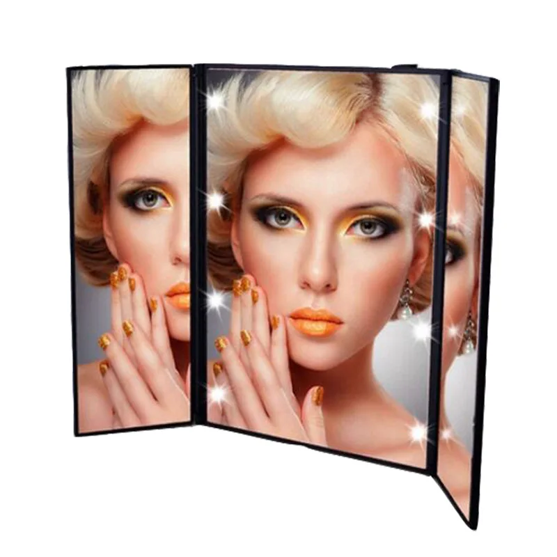 

Amazon top seller 2019 Factory Price Trifold Foldable hollywood Vanity Led makeup mirror with Lights