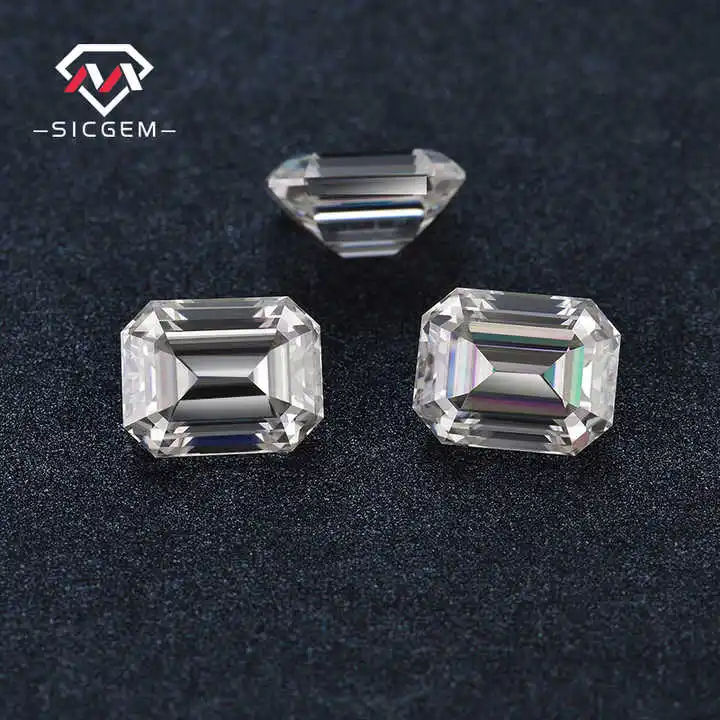 SICGEM D Color VVS Emerald Cut Loose Moissanite Stone with GRA Certificate 3x4mm-10x14mm Size