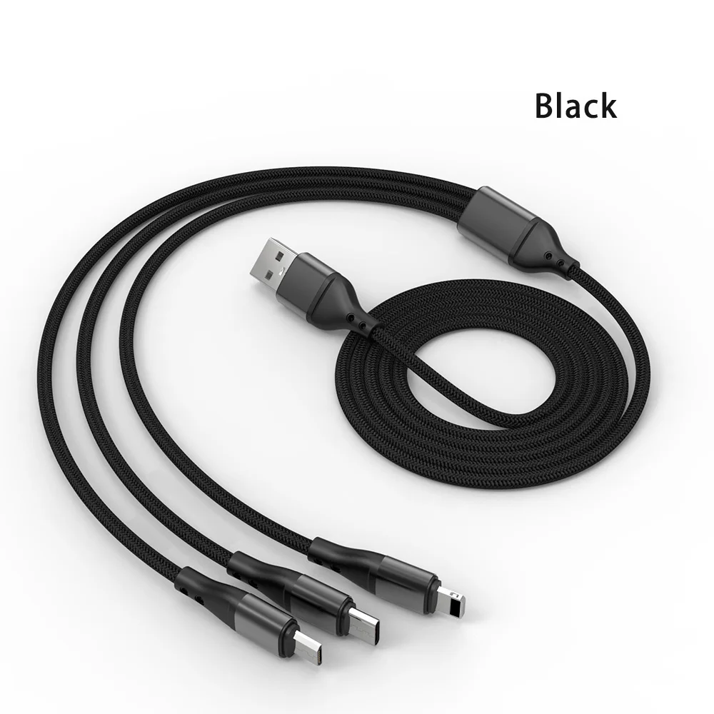 

New Strong 3 in 1 Charger Cable Fast Charging 3A Braided Charging Cable