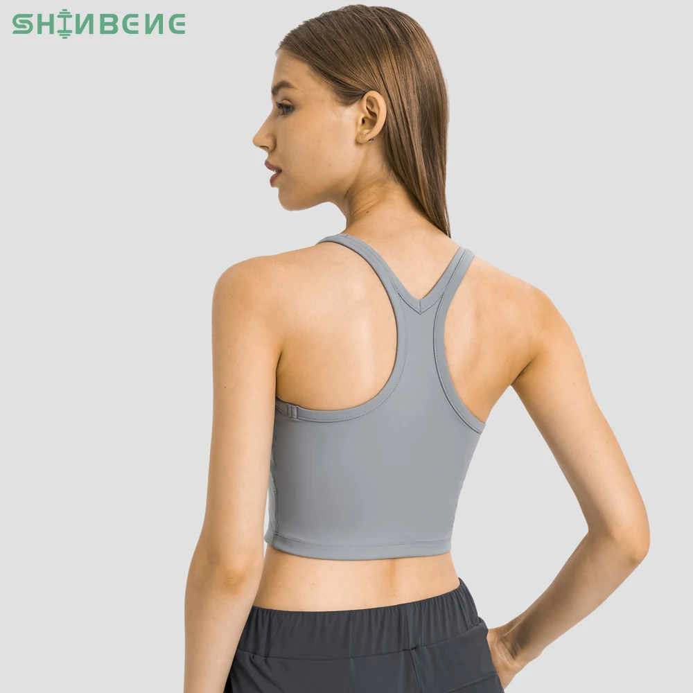 

SHINBENE Racerback Fitness Sport Bras Top Women Naked Feel Gym Yoga Training Crop Top Vest with Built in Bra