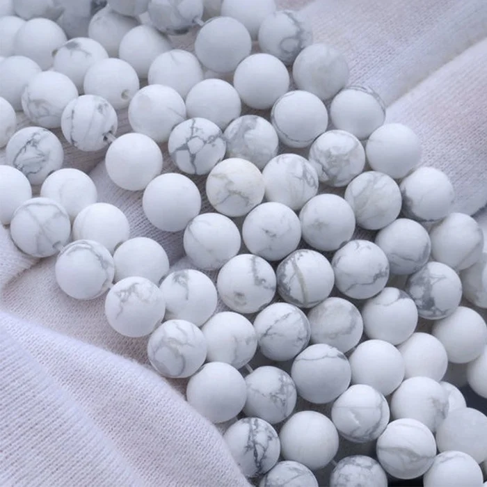 

White Turquoise Stone Natural Matte Howlite Healing Crystal Stone Beads For Jewelry Making