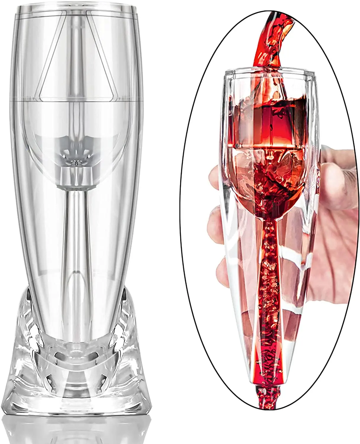 

Wine Purifier Wine Aeration Aerating Dispensers Decanter Crystal Carafe Wine Aerator With Stand