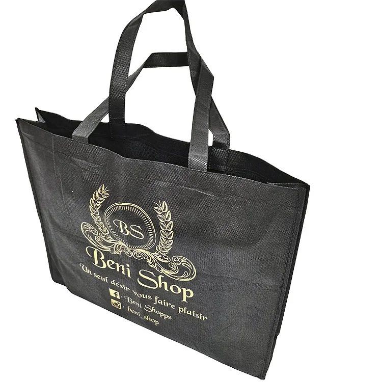 

Promotional gift grocery tote bag black non woven bag printed shopping bags, Customized color