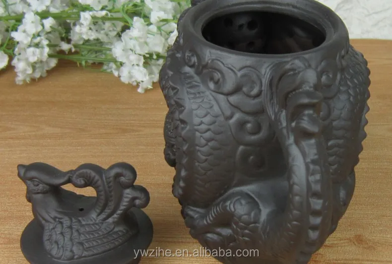 China Traditional Ceramic Tea Pot Dragon Phoenix Tea Kettle Purple Clay Tea Set 