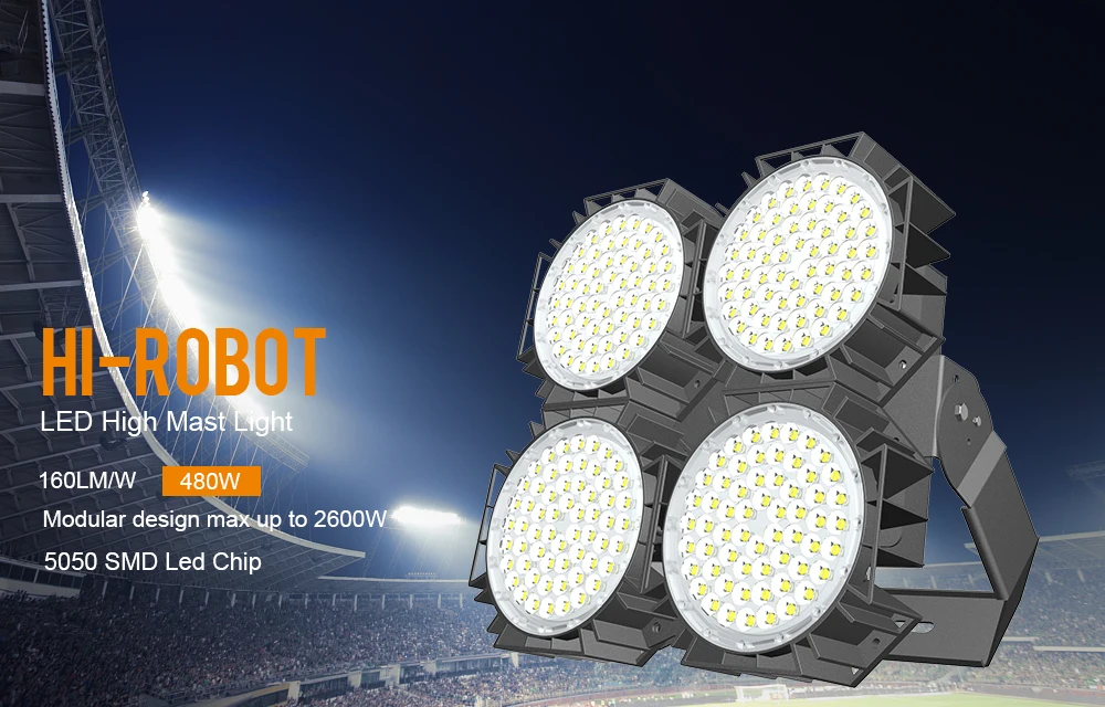 
Hot selling 480w Typhonoon 16 resistance Aluminum material LED HIGH MAST LIGHT for outdoor sport fields flood lights 