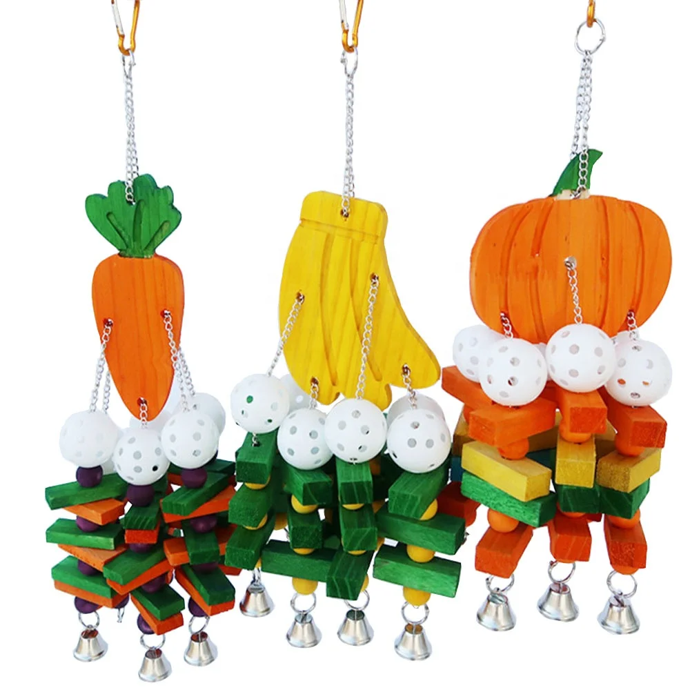 

Bird Colorful Knots Block Chewing Toys Hanging Swing Cage Accessories for Macaw African Greys Bird Block Toys, Color