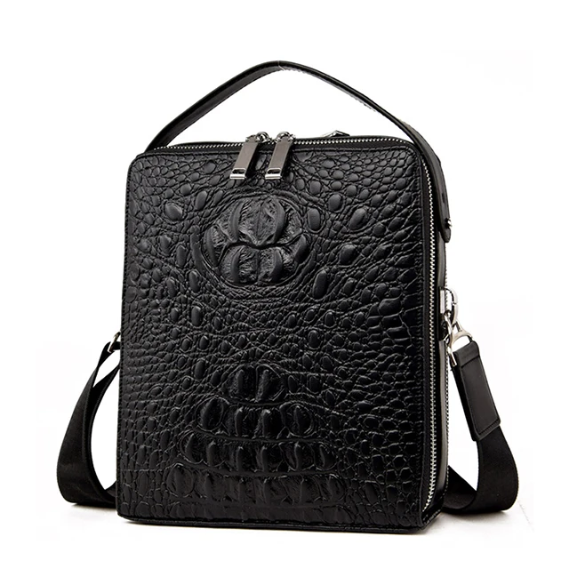 

Fashion casual men's bag crocodile pattern handbag business trend Messenger bag high quality multi-pocket shoulder bag, Black/blue/brown
