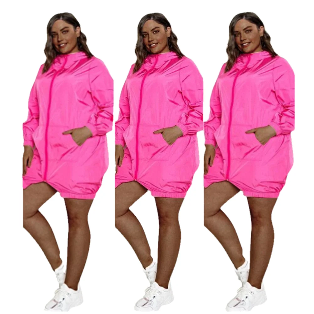

Women'S Large Size Loose Solid Color Sports Breathable Sunscreen Clothes Overcoat, As picture