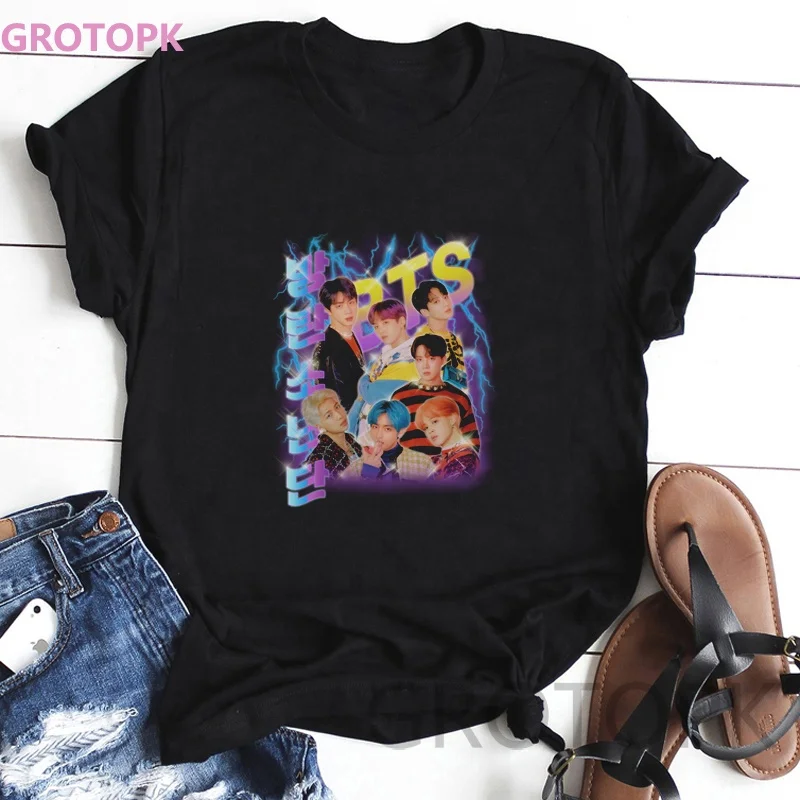 

Wholesale Kpop Idols Women T-shirts Casual Harajuku Printed White Tshirt Tops Summer Female T Shirt Short Sleeve T Shirt, Picture showed