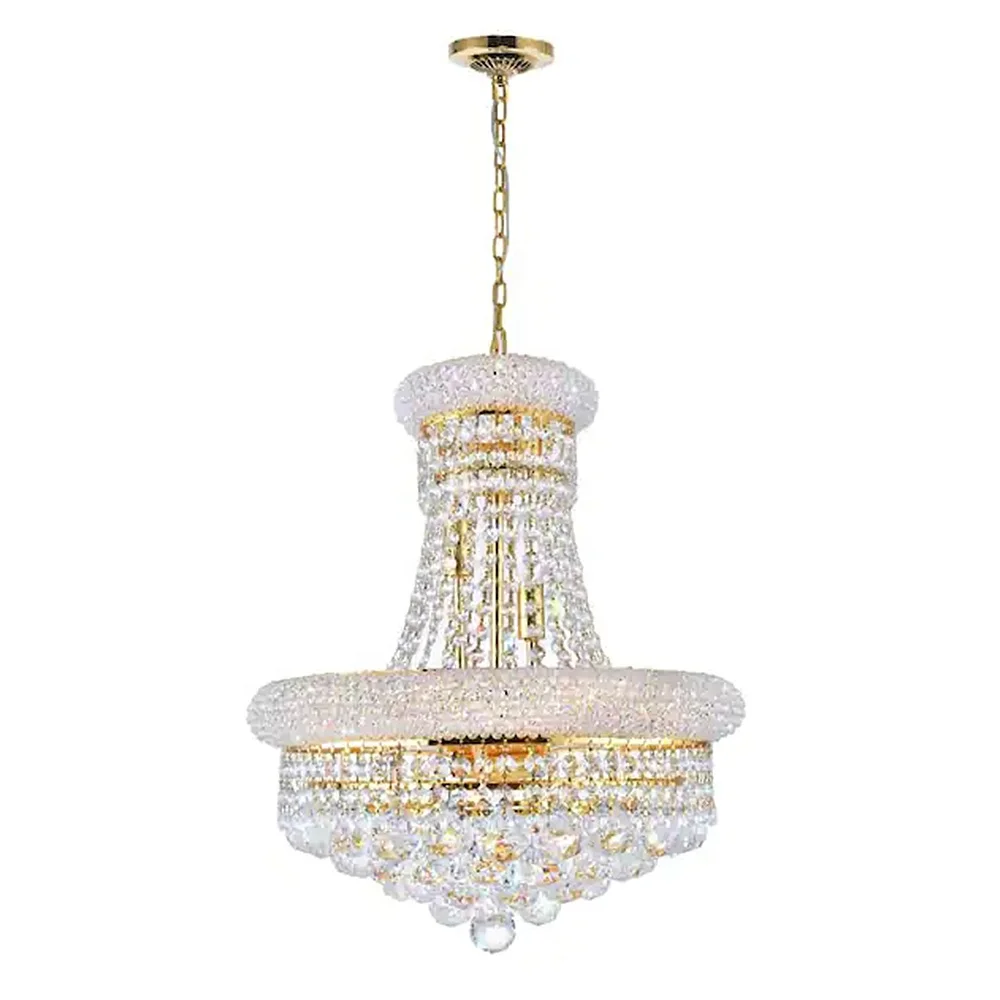 

Traditional Gold Polished Chandelier Lighting LED 8-Light Clear Crystal Luxury Ceiling Chandelier for Living Room