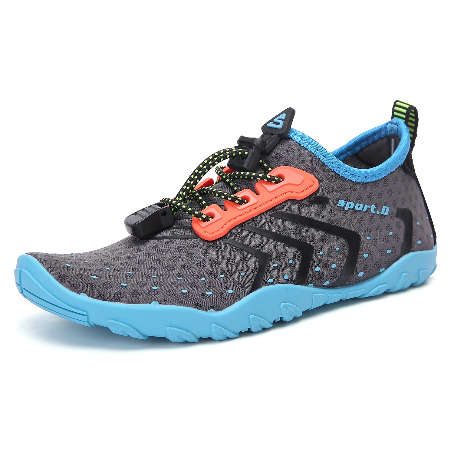 

Blue EU34 Rubber and Fly knit Children Summer Aqua Swim Beach Water Shoes for Kids, 6 colors