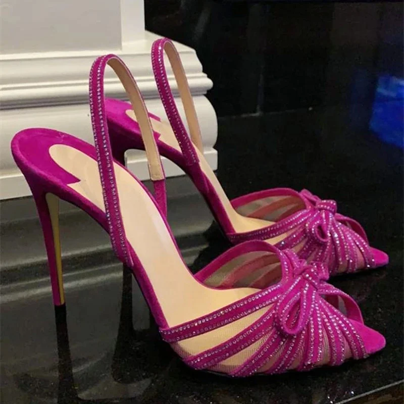 

2021 Wholesale Good quality Peep Toe Sexy Ladies Footwear Rhinestones Pencil Heel Sandals Wedding Shoes For Women