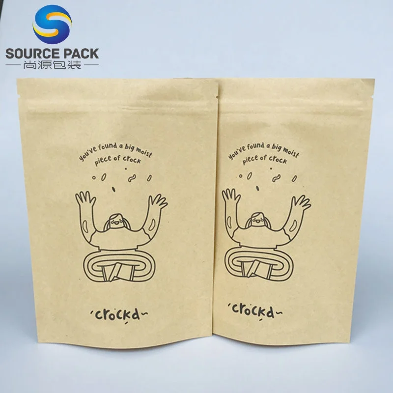 

ziplock compostable biodegradable kraft paper bag for dry food powder packaging