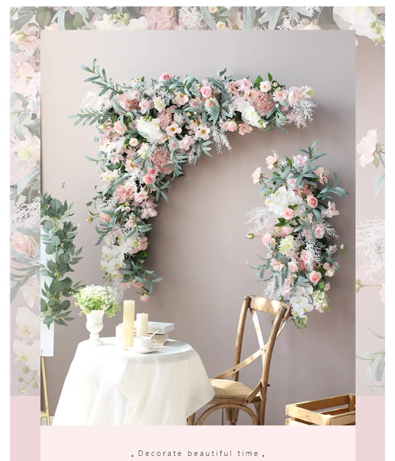 

Artificial Rose Corner Flower set Wedding Party Arch Stage Backdrop Hanging Flower wall