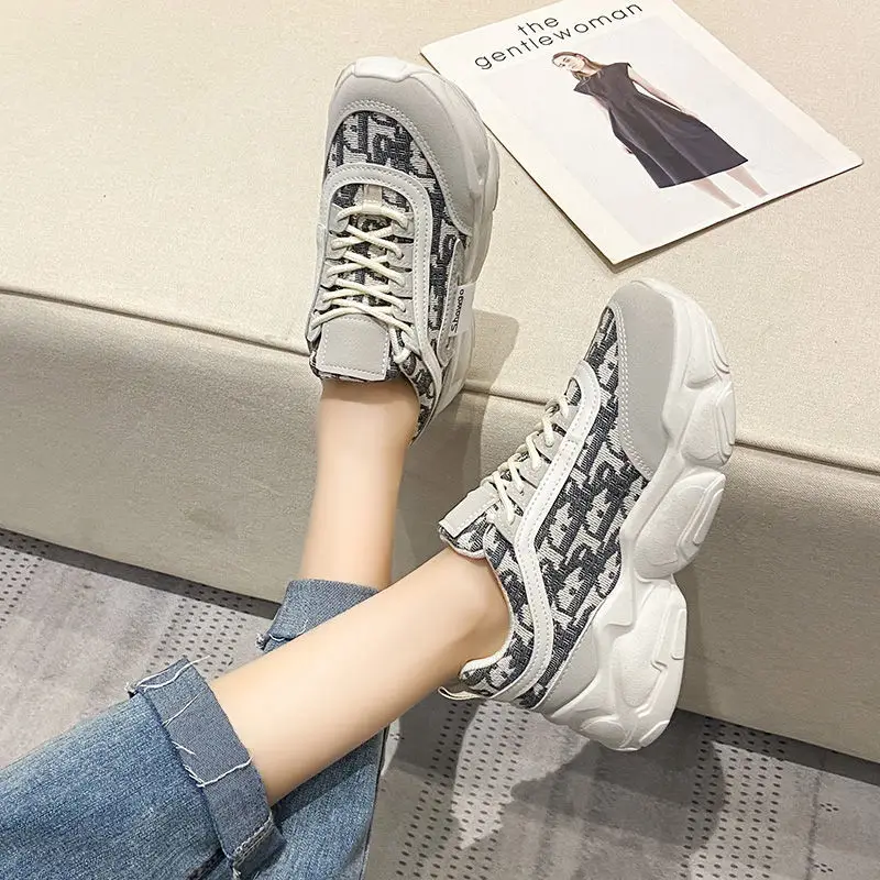 

Black old shoes womens trendy white spring autumn new style platform comfortable wedge sport shoes sneakers, As the pictures show