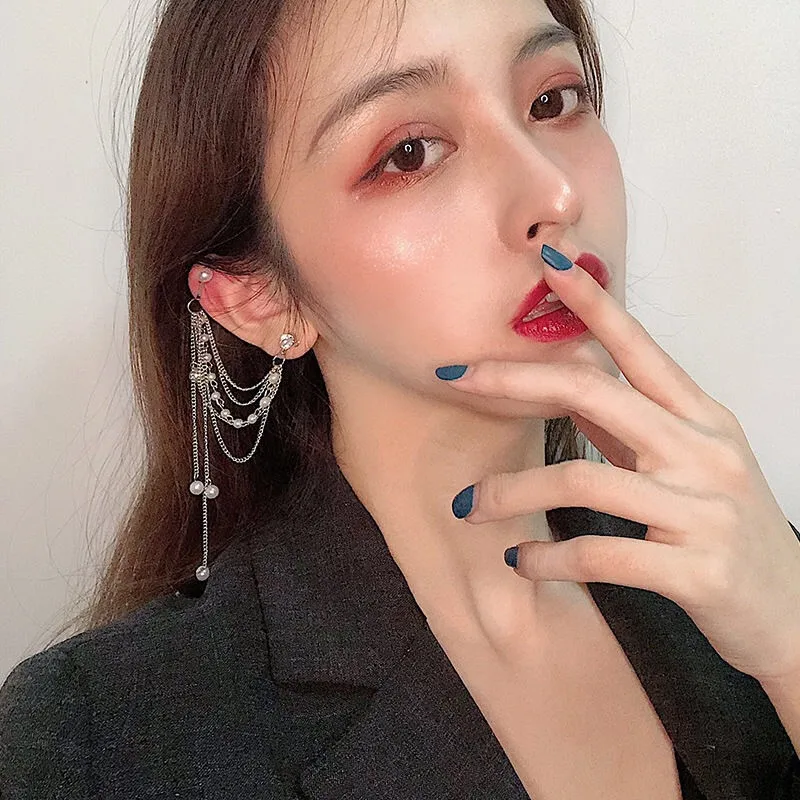 

1PC European Style Fashion Vintage Long Chain Cross Zipper Drop Earrings for Men and Women Party Punk Jewelry, Silver