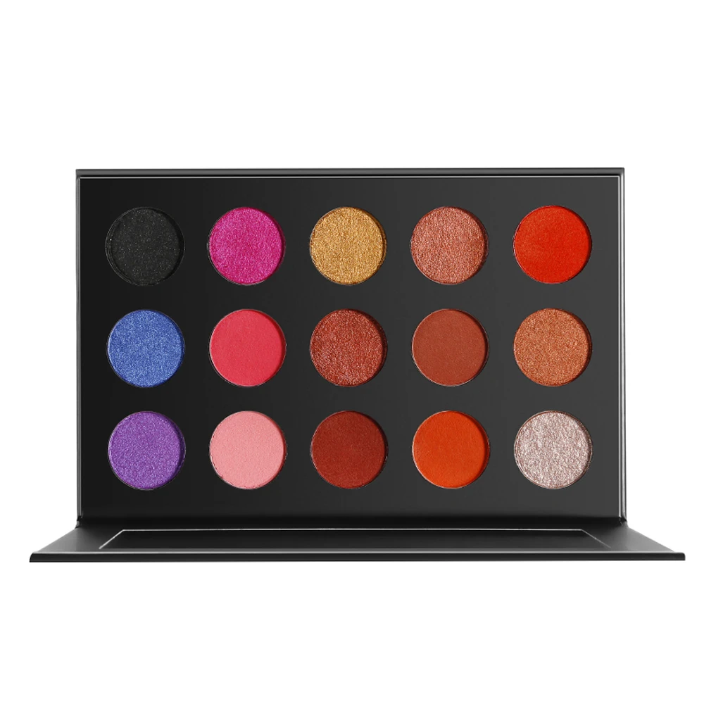 

OEM Private Label 18 colors shimmer everyday eyeshadow palette sunset eye makeup vegan cosmetics no logo, 15 colors