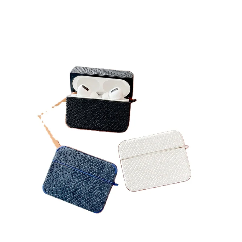 

Jeans color snakeskin texture luxury leather for airpods gen 1 2 3 case, 3 colors