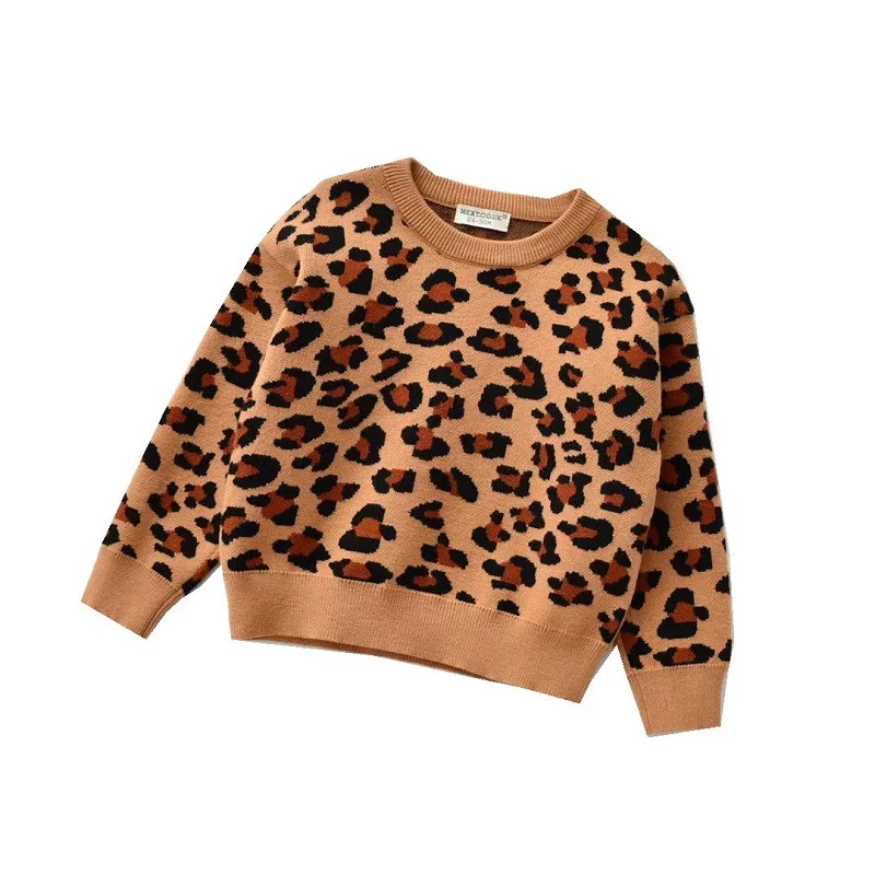 

Baby Pullover Sweater Korean Version Of Children's Long-sleeved Shirt Round Neck Leopard Print Children's Sweater Sweater