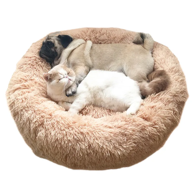 

40CM Super Soft Dog Bed Sofa Plush Cat Mat Dog Beds Large Round Faux Fur Donut Pet Cushion Best Cat Dogs Bed