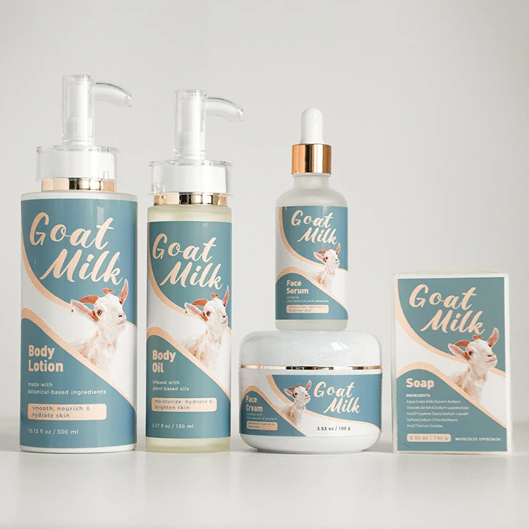 

private label anti aging glowing moisturizing face cream body oil serum facial soap body lotion goat milk skin care set