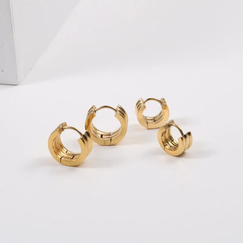 JOOLIM High End 18K Gold Plated Stainless Minimalist  Hoop Earring Simple Gold Earring Wholesale Tarnish Free & Waterproof