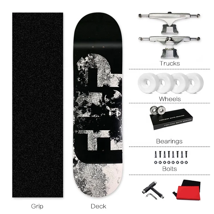 

Tool Free Independent Skateboard Trucks Wheels Grip Tape Girls Skateboard Deck Bearings