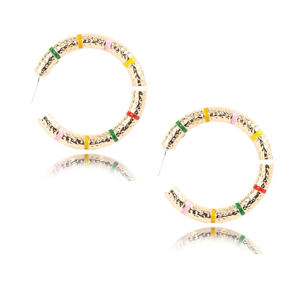 

Popular earring matching color temperament joker circle earring retro contracted fashion C type alloy earnail female