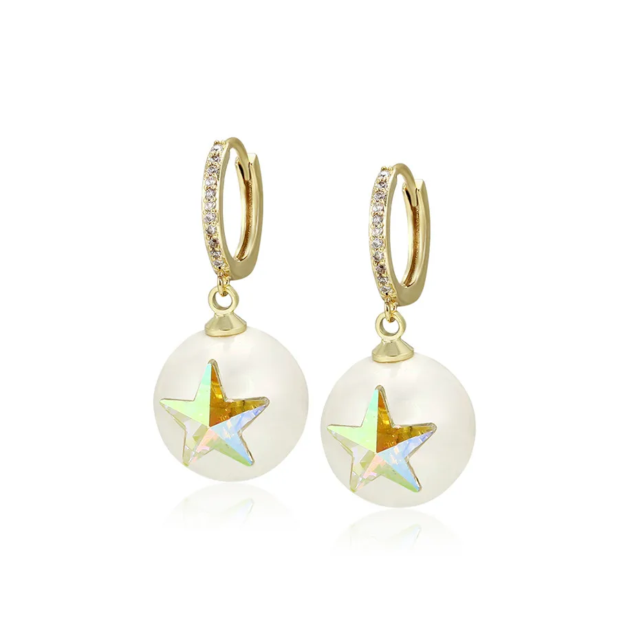 

BLE-1364 XUPING 14K Gold Color Luxury Pearl Cute Star Environmental Copper Drop Earring