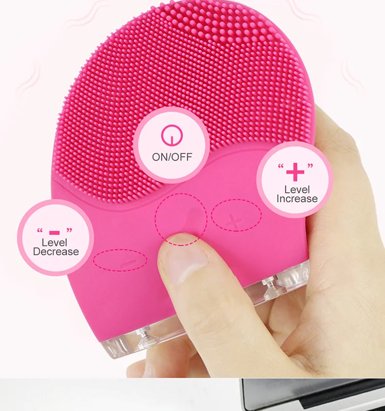 Factory Wholesale Skin Care Electric Face Brush Sonic Exfoliating Red Light Silicone Facial Cleansing Brush For Pore Cleansing