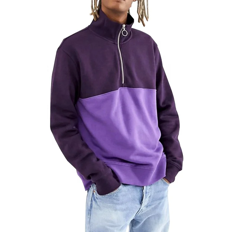 

OEM hoodie wholesale 2019 latest color block sweatshirt hoodie streetwear custom printed pullover purple hoodie for men, Can be customized