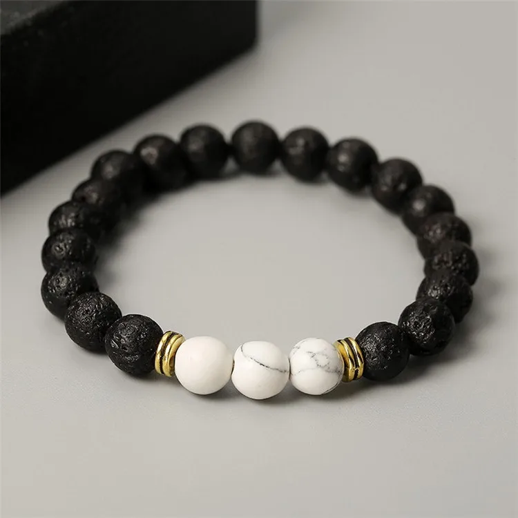 

Cross-border European and American trendy fashion simple multicolor volcanic stone handmade beaded bracelet factory direct, Picture shows