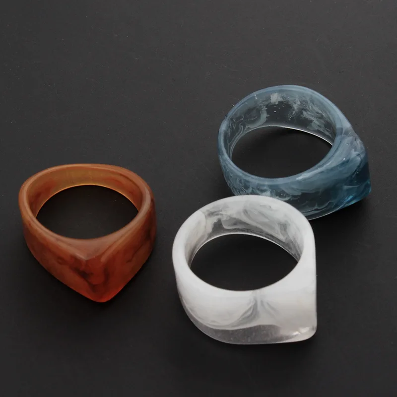

Ding yi Trendy Colourful Transparent Resin Acrylic Rings Korean Creative Geometric Square Round Irregular Ring Jewelry